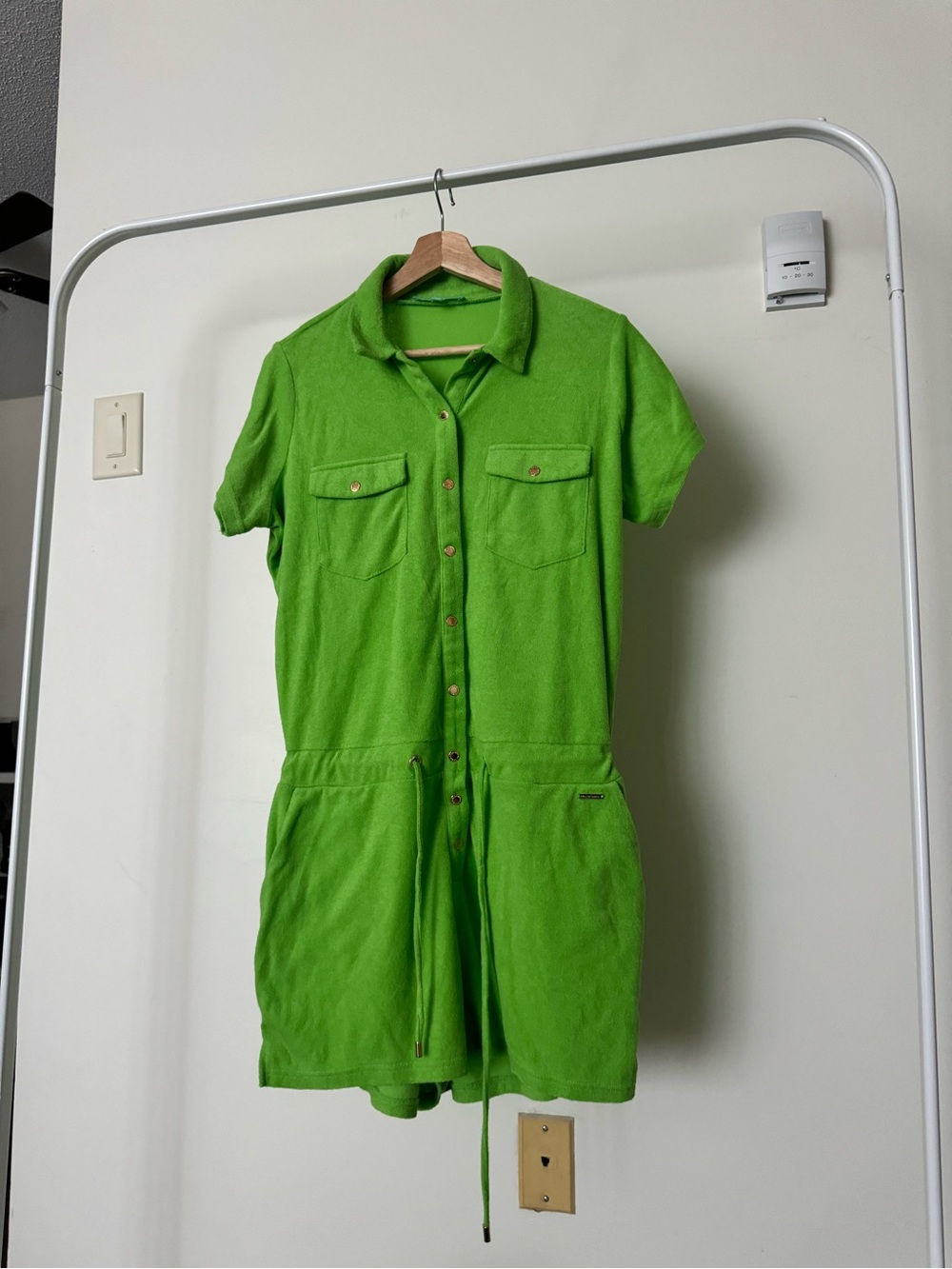 Melissa Odabash Bright Green Terry Short Sleeve Romper